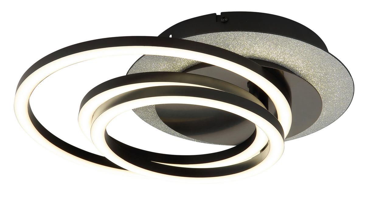 LED-Deckenleuchte Memory-Funktion - Silberfarben/Schwarzchrom, Design, Kunststoff/Metall (46/42/11,5cm) - Globo