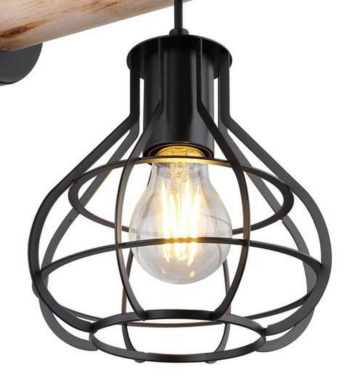 Wandleuchte Clastra 1-Flammig Industry-Style - Schwarz/Naturfarben, Natur, Holz/Metall (18/26/36cm) - Globo