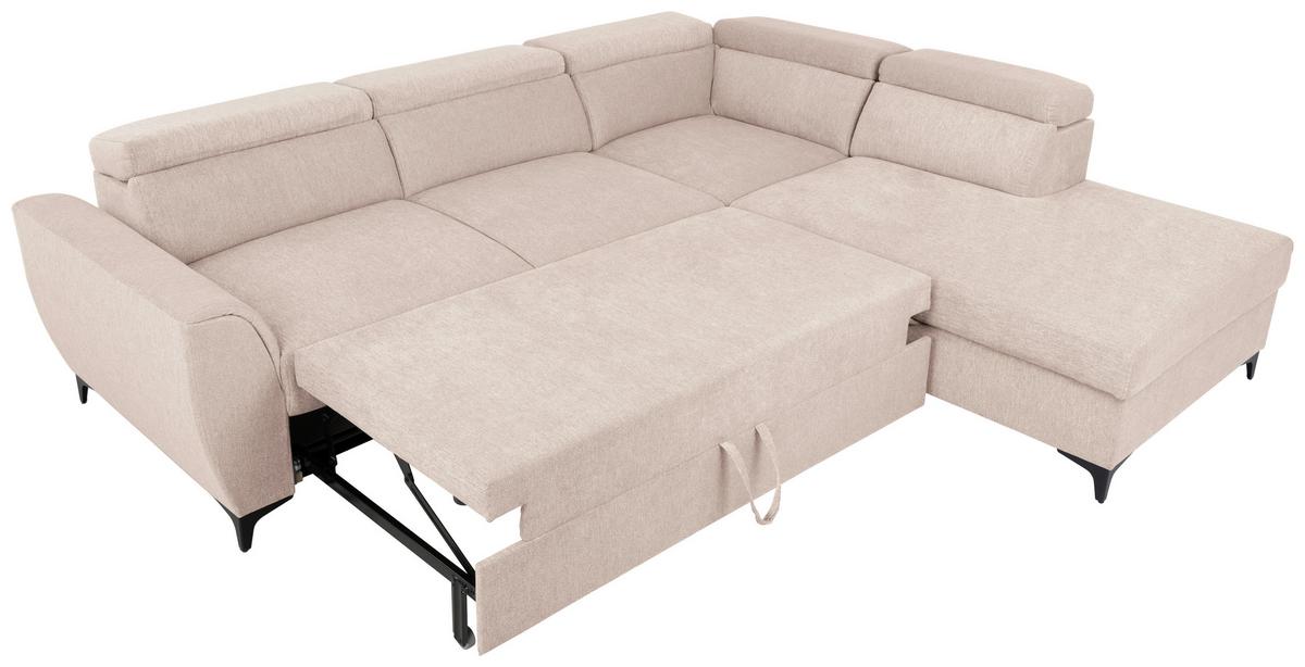 Ecksofa Lapis Creme S: 255/217 cm - Creme/Schwarz, KONVENTIONELL, Textil (255/217cm) - MID.YOU