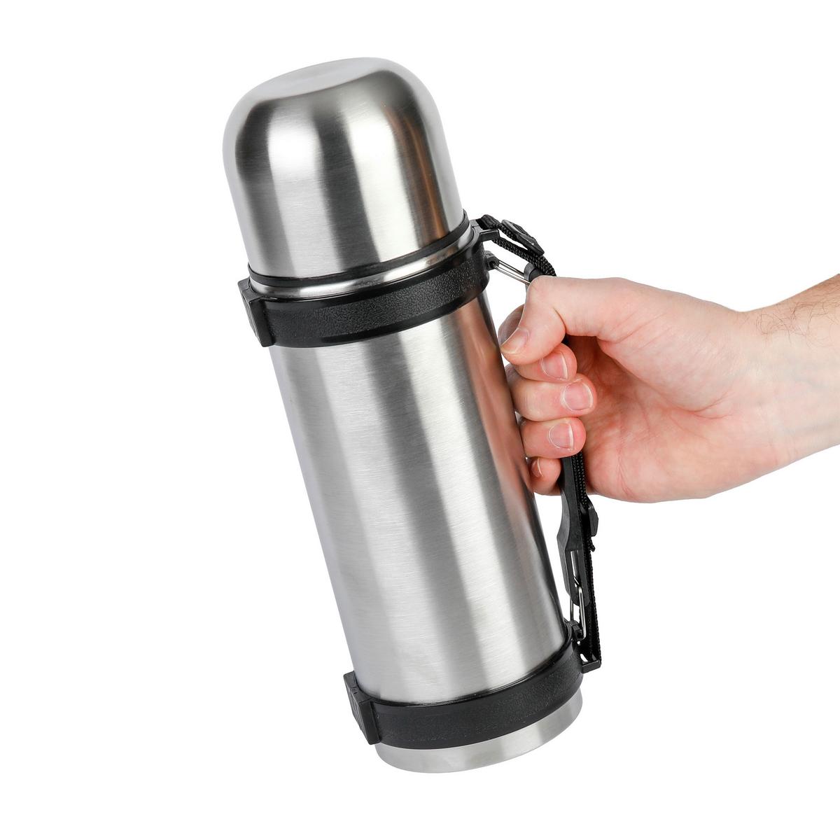 Isolierflasche Almi - Edelstahlfarben/Schwarz, Basics, Kunststoff/Metall (9,5/9,5/28,5cm) - Luca Bessoni