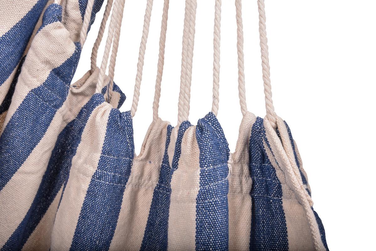 Hängesessel Tobago - Blau/Weiß, Basics, Holz/Kunststoff (65/120/90cm) - Gardenson