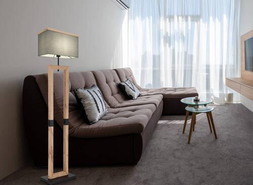 Wandleuchte 15578w - Anthrazit/Naturfarben, KONVENTIONELL, Holzwerkstoff/Textil (20/15/30cm) - Globo