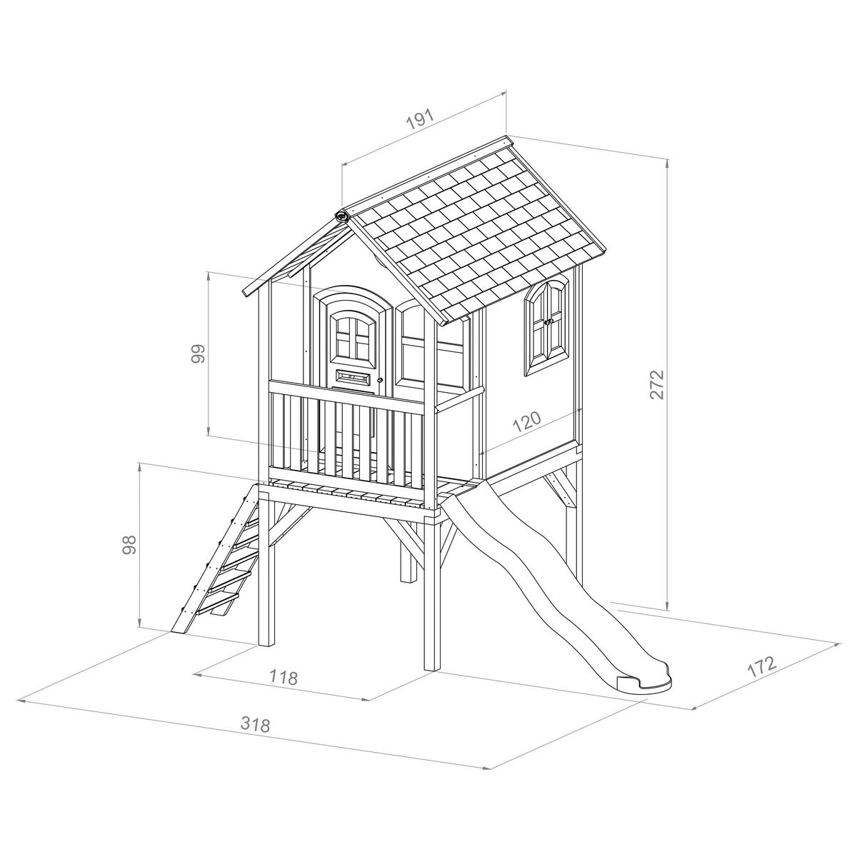 Spielhaus A030.037.81 - Hellgrün/Braun, KONVENTIONELL, Holz (318/272/191cm) - Ambia Garden