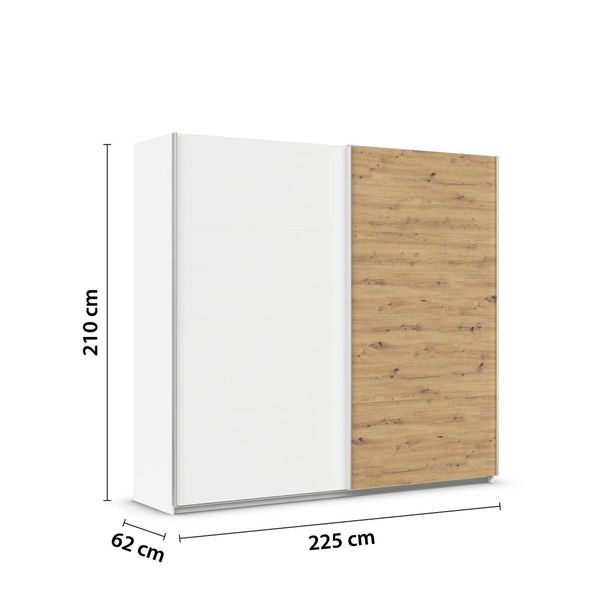 Schwebetürenschrank Feldkirch 225 Normalhöhe - Weiß Hochglanz/Weiß, MODERN, Holzwerkstoff (225/210/62cm)