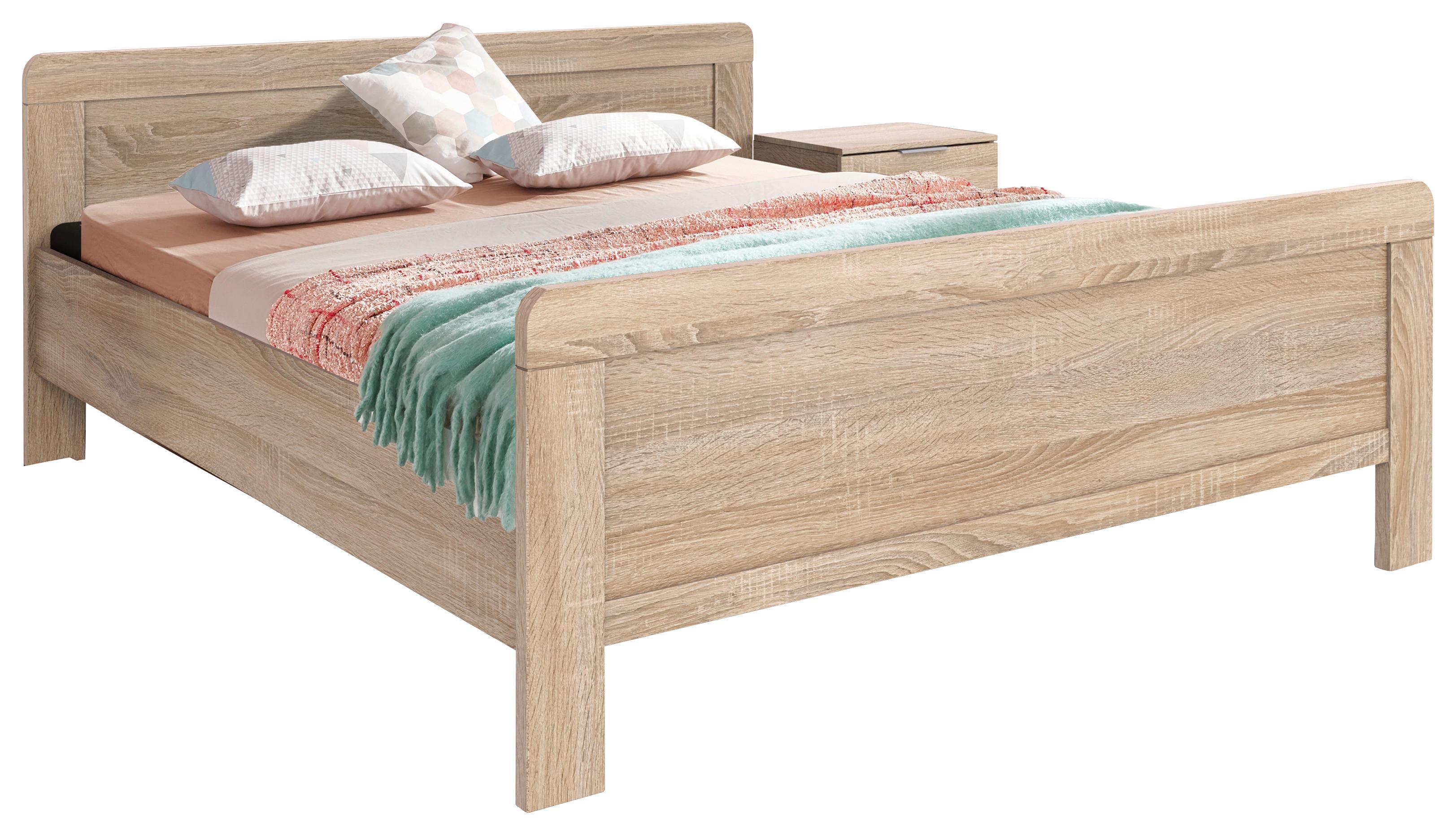 Bett 180x200 Nadja, Eiche Dekor - Eichefarben, KONVENTIONELL, Holzwerkstoff (180/200cm) - MID.YOU