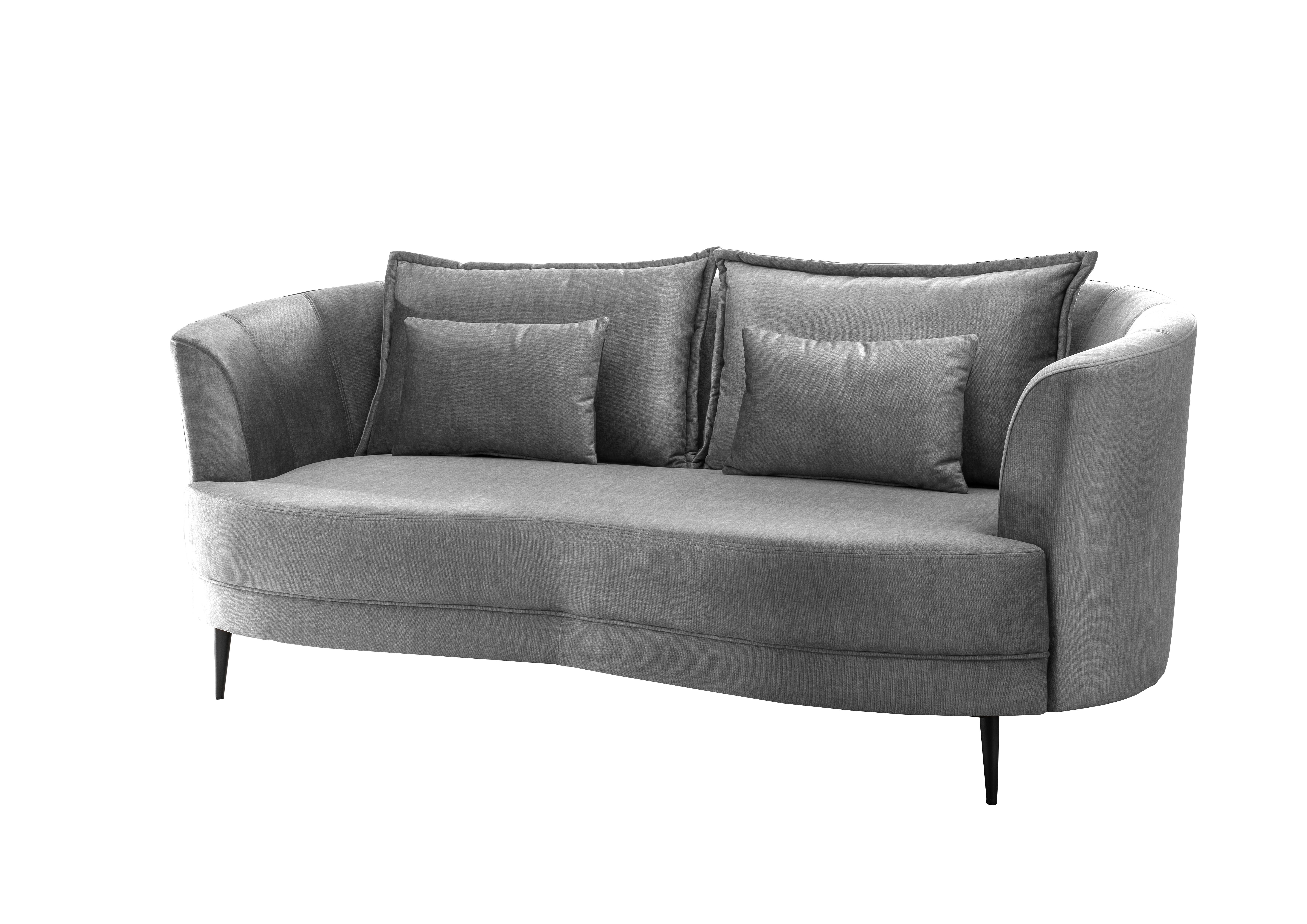 3-Sitzer-Sofa Pistaccio Velours, Rücken Echt B: 209 cm - Silberfarben/Schwarz, MODERN, Textil (209/85/101cm) - Livetastic