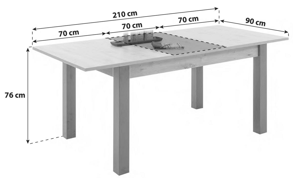 Esstisch Ausziehbar Lucas 140x90 Cm Eiche Dekor/schwarz - Eichefarben/Schwarz, Basics, Holzwerkstoff (140-210/76/90cm)