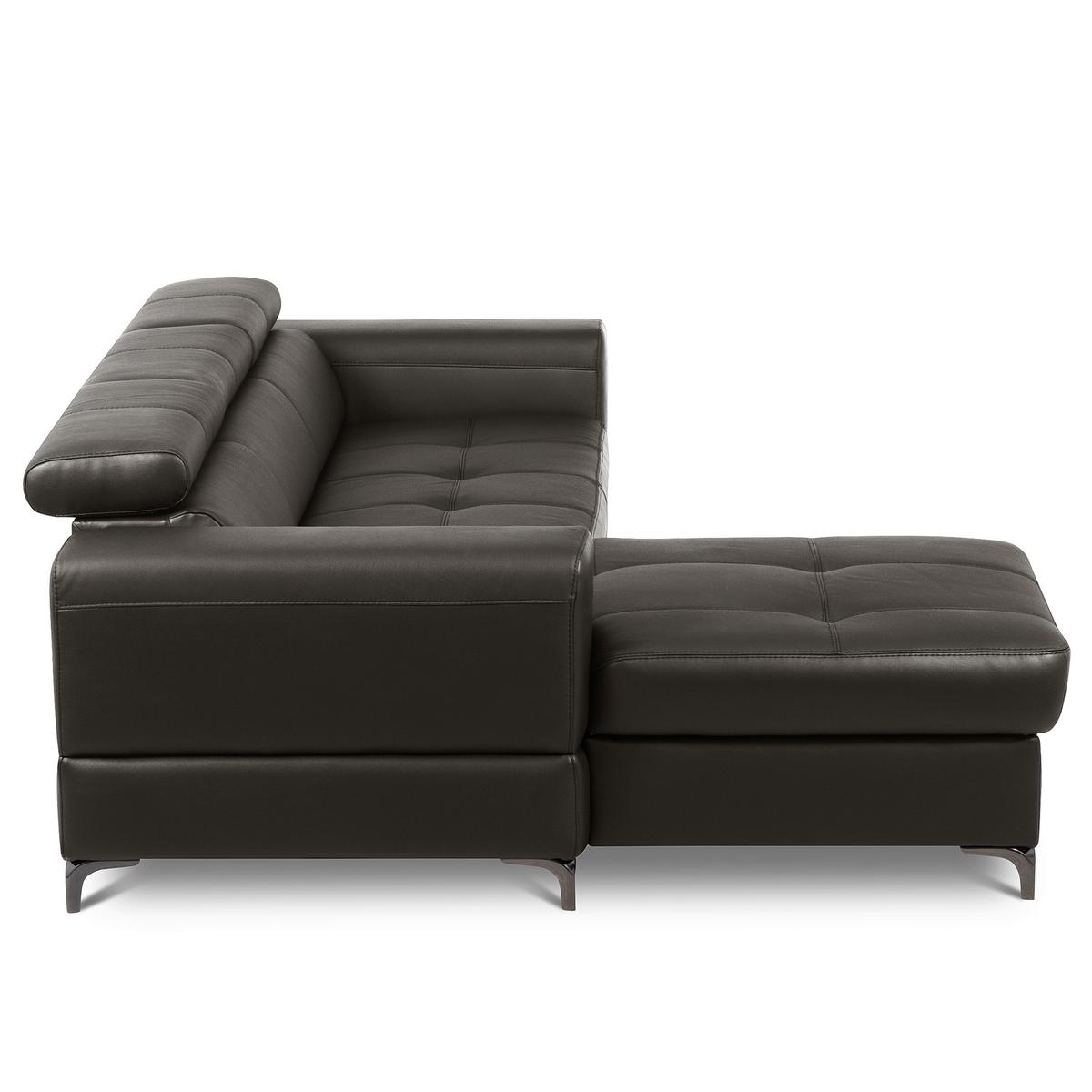 Ecksofa Torino Teilleder Dunkelbraun 173x247 - Dunkelbraun/Schwarz, Design, Leder/Textil (173/247cm) - Livetastic