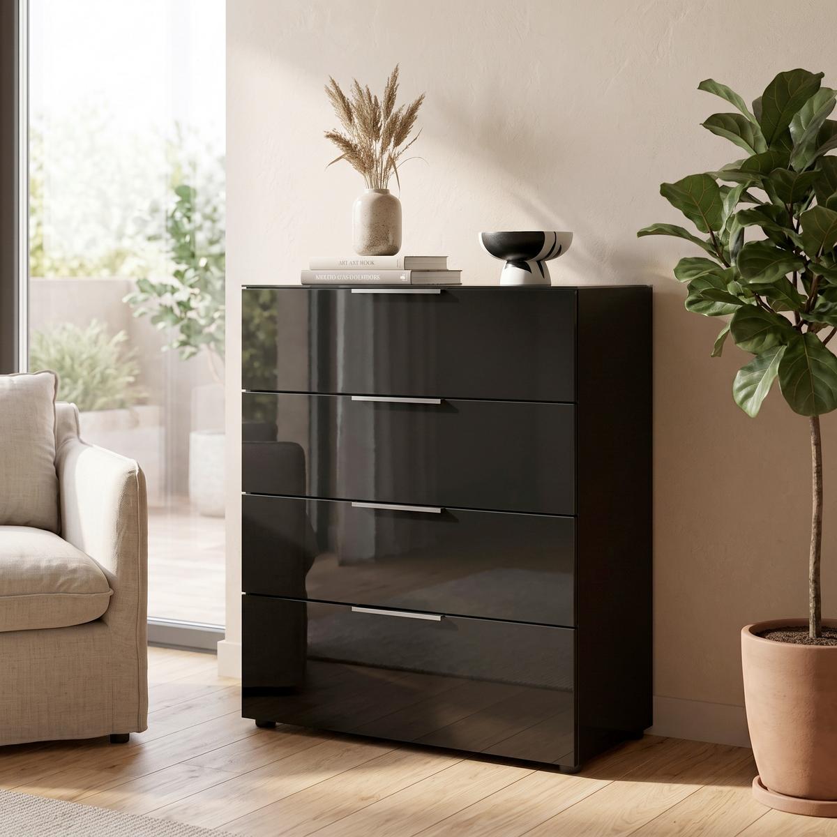kommode mit türen und schubladen Flieks 4 2 Rattan-Türen (1 St., 140x40x86 cm), Sideboard Mehrzweckschrank Holzschrank mit verstellbarer Ablagen Set:4 Stück