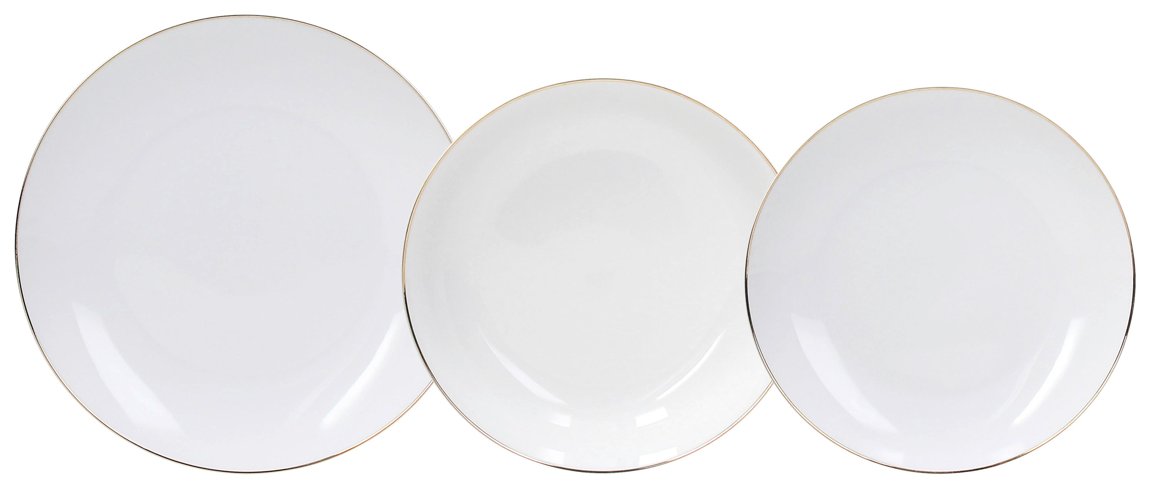 Tafelservice Fascetta Oro 6 Personen Geschirr Set - Goldfarben/Weiß, Design, Keramik - Tognana