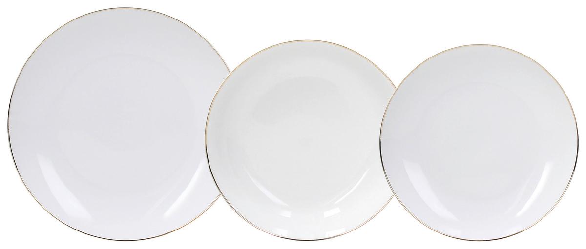 Tafelservice Fascetta Oro 6 Personen Geschirr Set - Goldfarben/Weiß, Design, Keramik - Tognana