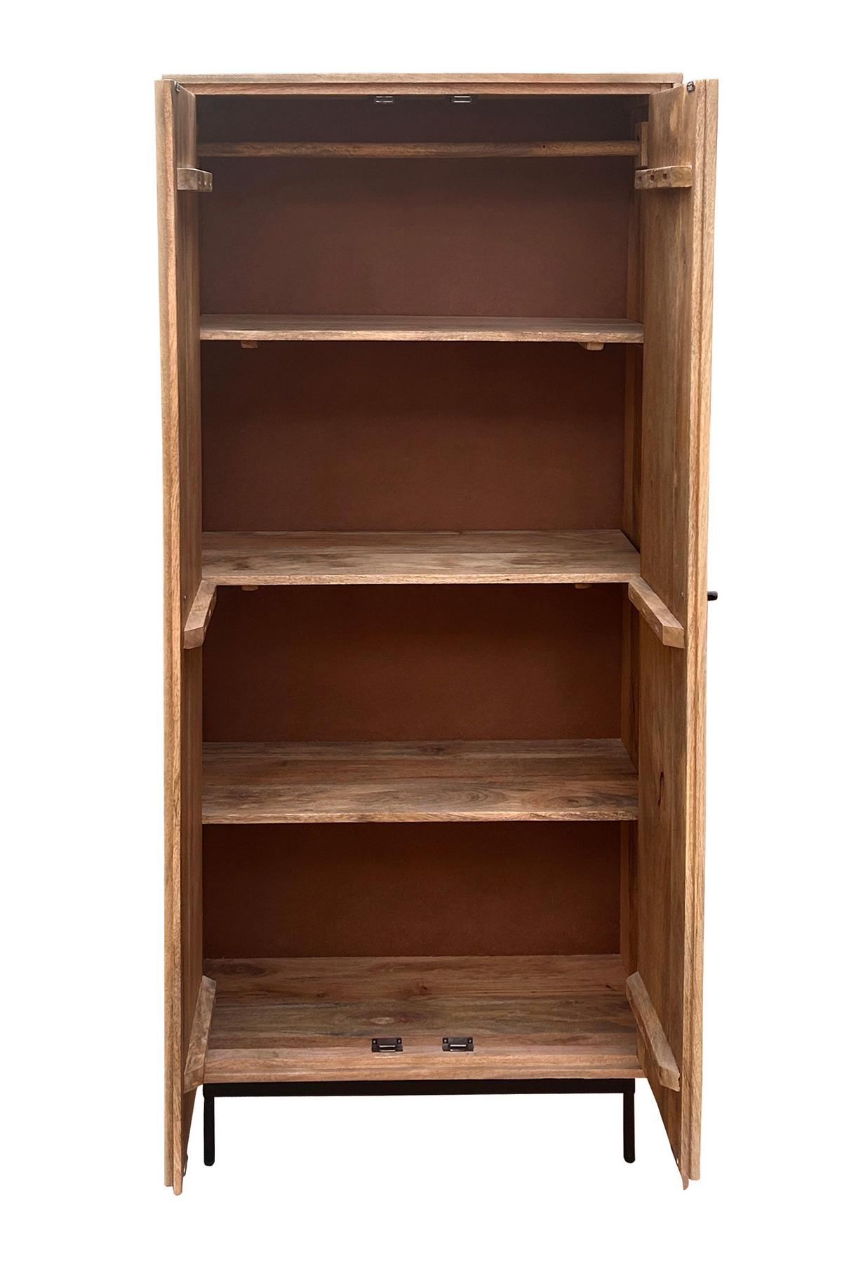 SCHRANK Mangoholz/Metall B: 80cm - Schwarz/Naturfarben, Design, Holz/Metall (80/180/45cm) - MID.YOU