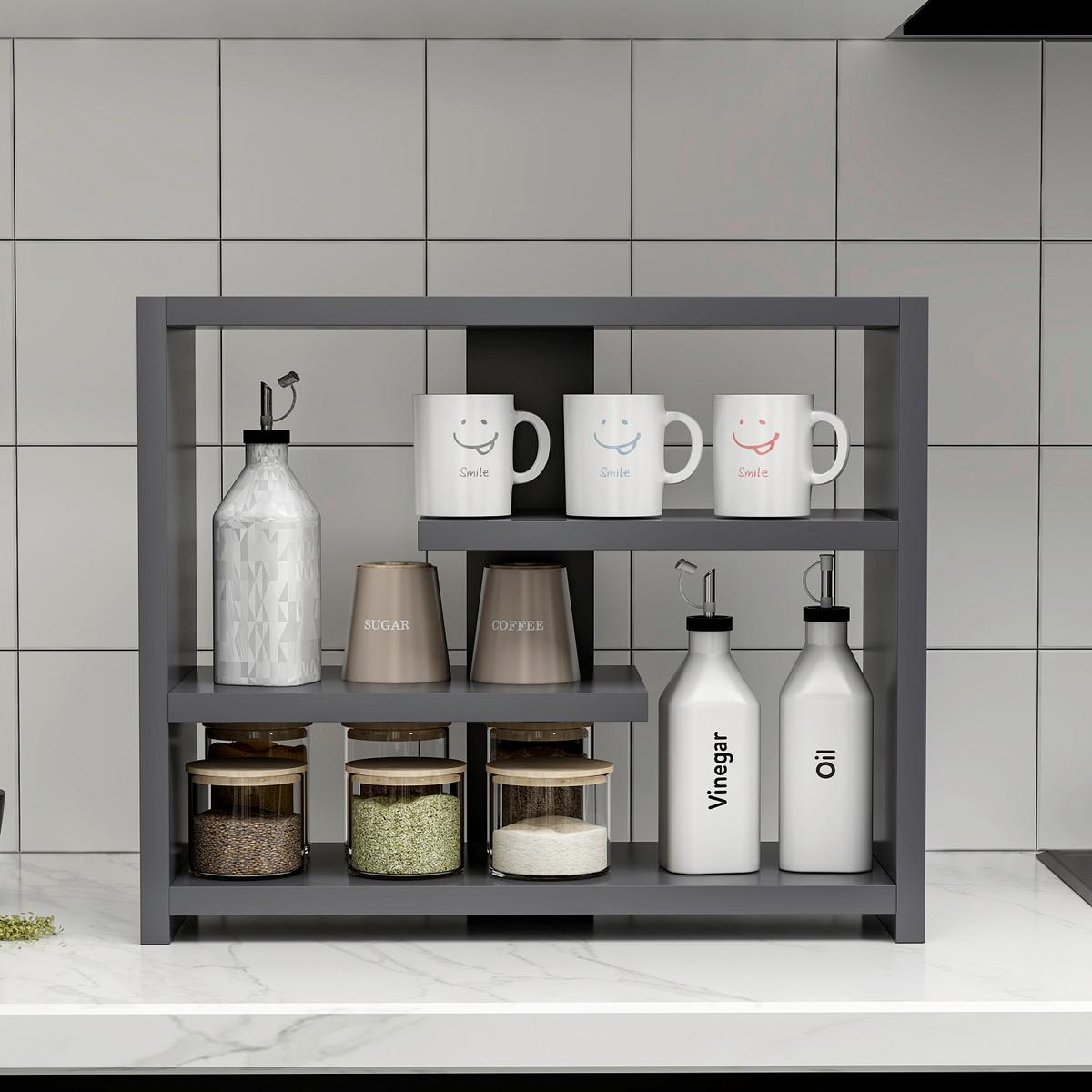 Wandregal Gupse Anthrazit B: 49 Cm - Anthrazit, Design, Holzwerkstoff (49/40/21cm) - Livetastic