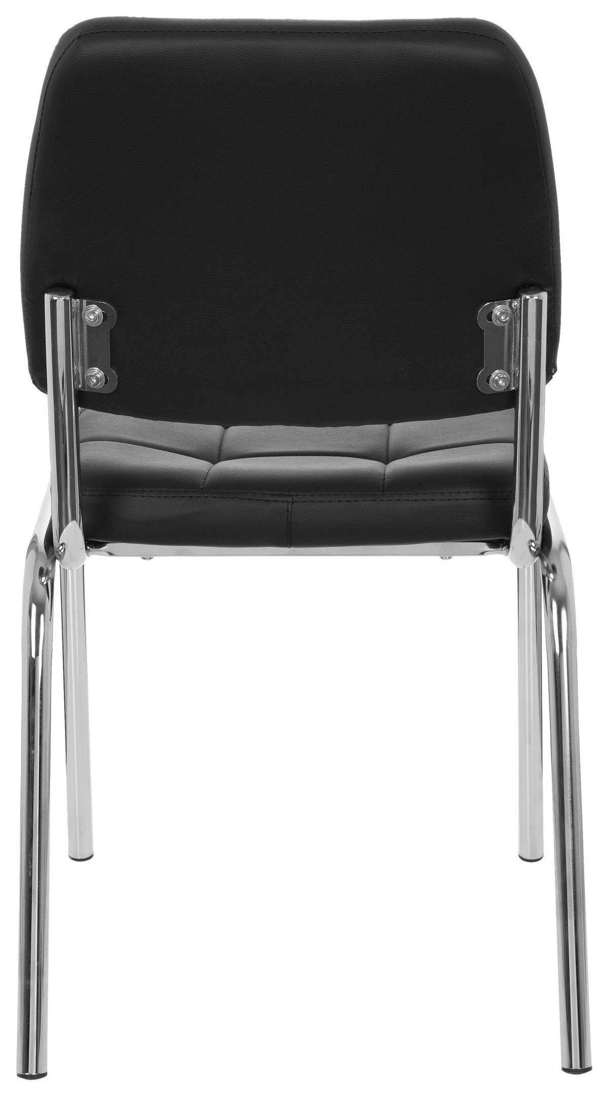 Besucherstuhl Piceno Lederlook Schwarz Bis 110 Kg - Chromfarben/Schwarz, MODERN, Textil/Metall (46/87/50cm) - MID.YOU