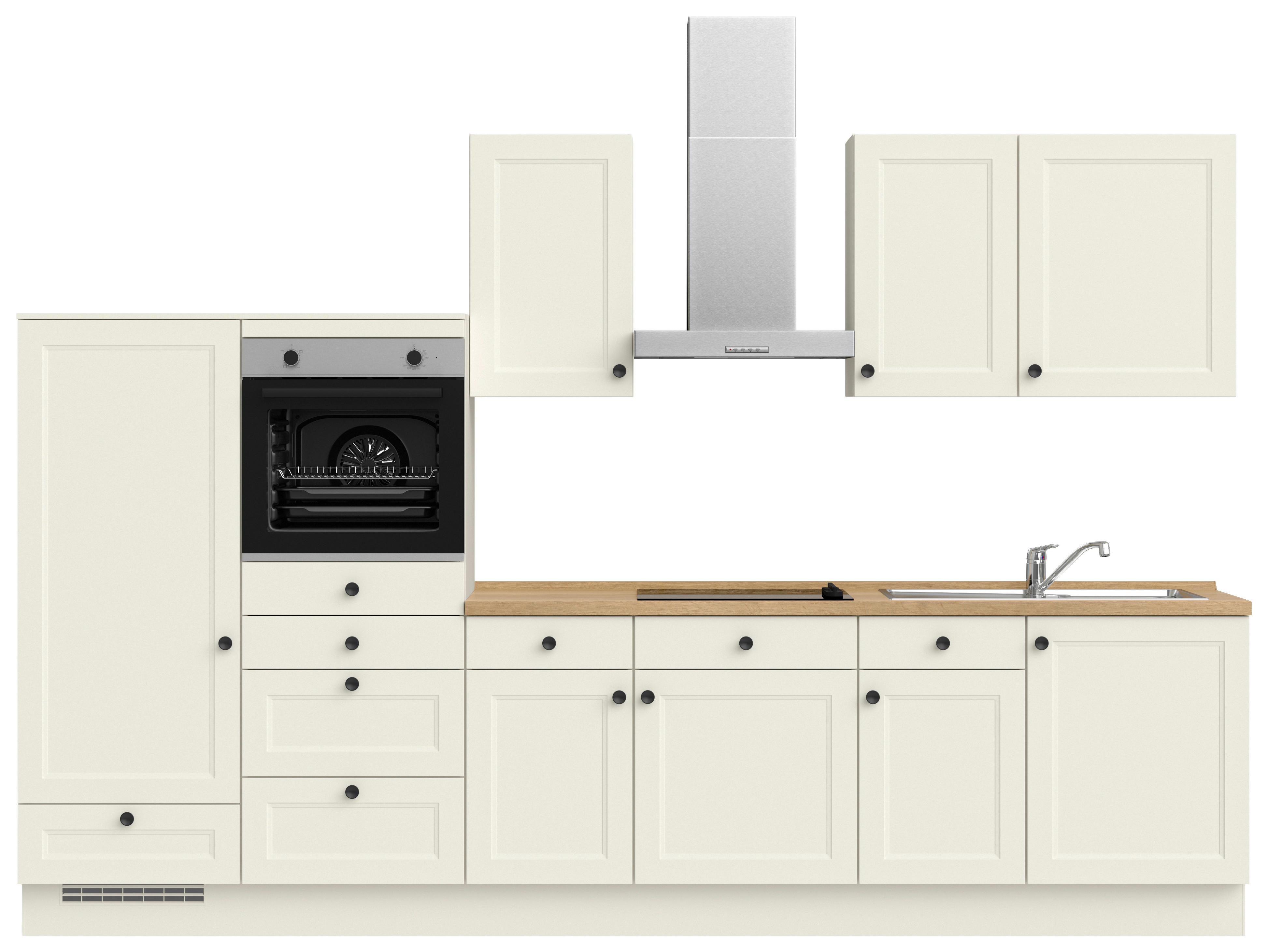 Kuchyňská linka 330 cm, bílá - bílá/barvy dubu, Moderní, kov/kompozitní dřevo (330cm) - Nobilia