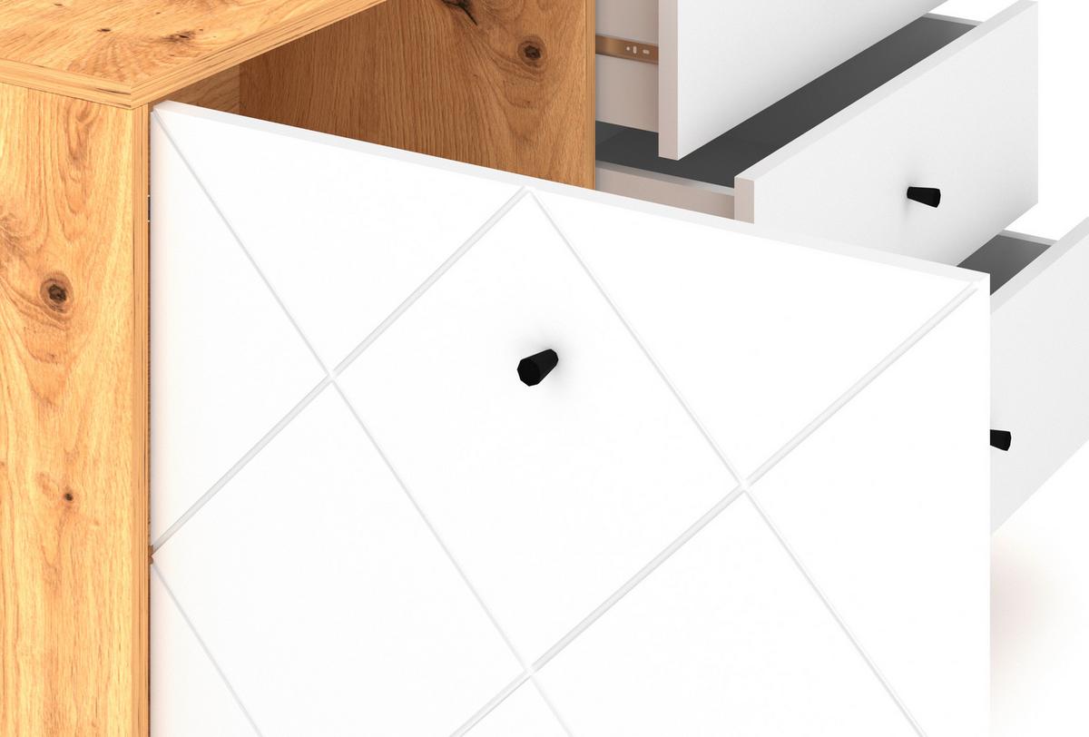 Sideboard Kommode 1d3s Bilbao Bl5 - Schwarz/Weiß, Design, Holzwerkstoff (123/75/40cm) - Livetastic