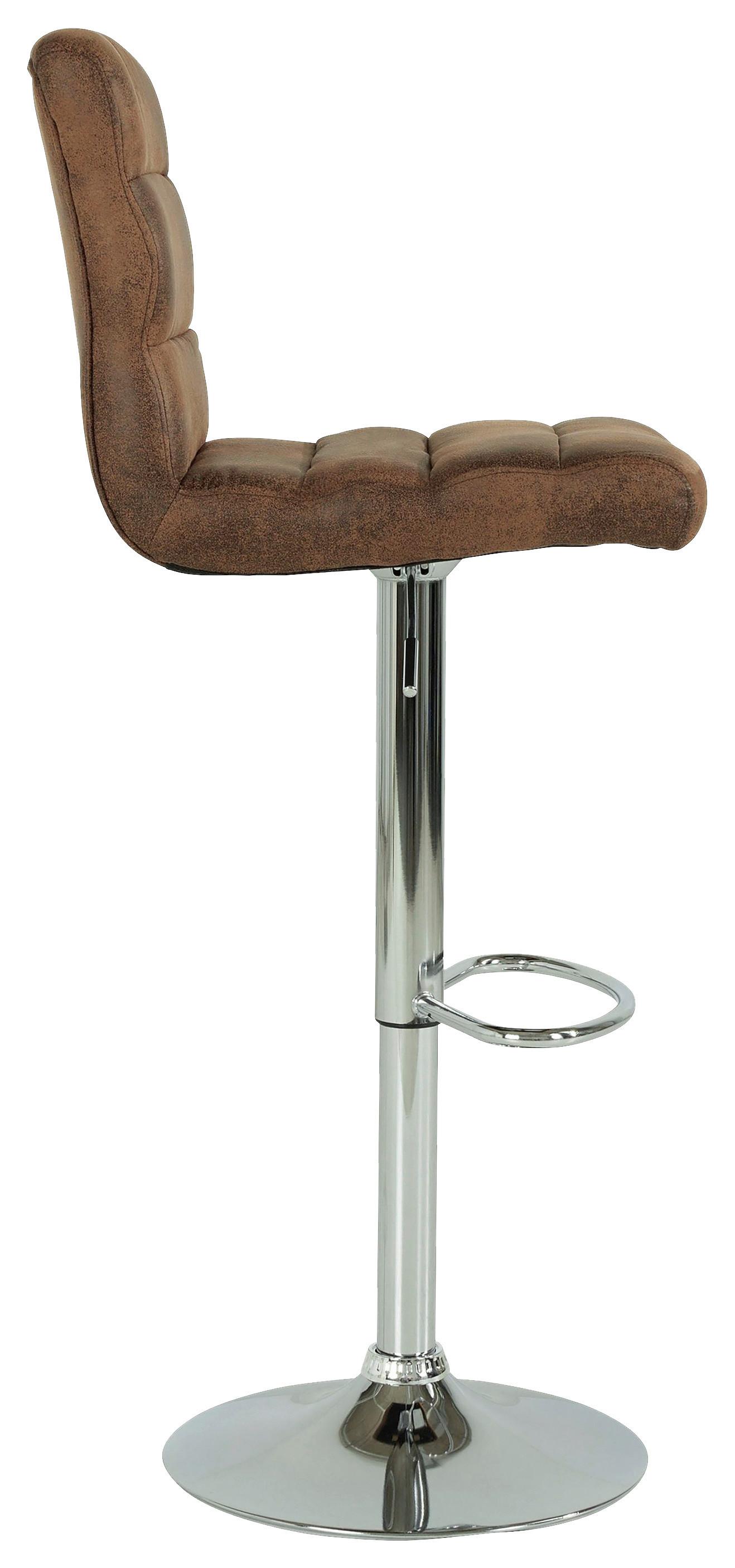 Barhocker im Lederlook in Braun und Chromfarben