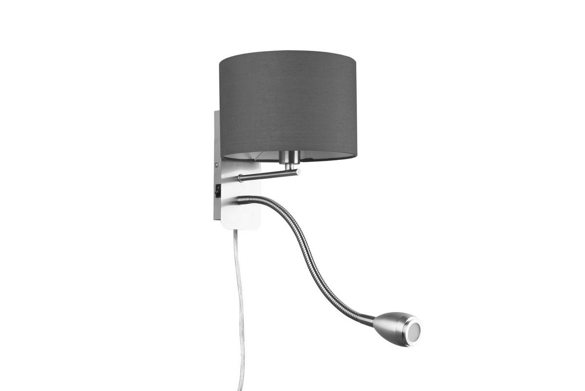 LED-Wandleuchte 2-Flammig Flexarm, Getrennt Schaltbar - Grau/Nickelfarben, Design, Textil/Metall (20/23cm) - Trio Leuchten