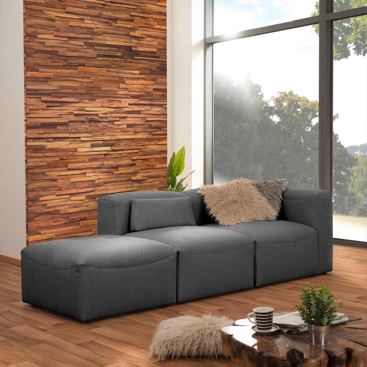 Ottomane Lena Anthrazit mit Echtem Rücken - Anthrazit, Design, Textil (250/73/100cm) - Max Winzer