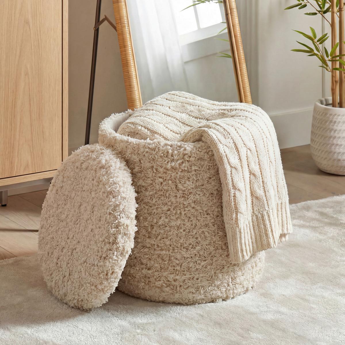 Taburet, š: 40 cm - béžová, Design, textil (40/45/40cm) - Livetastic