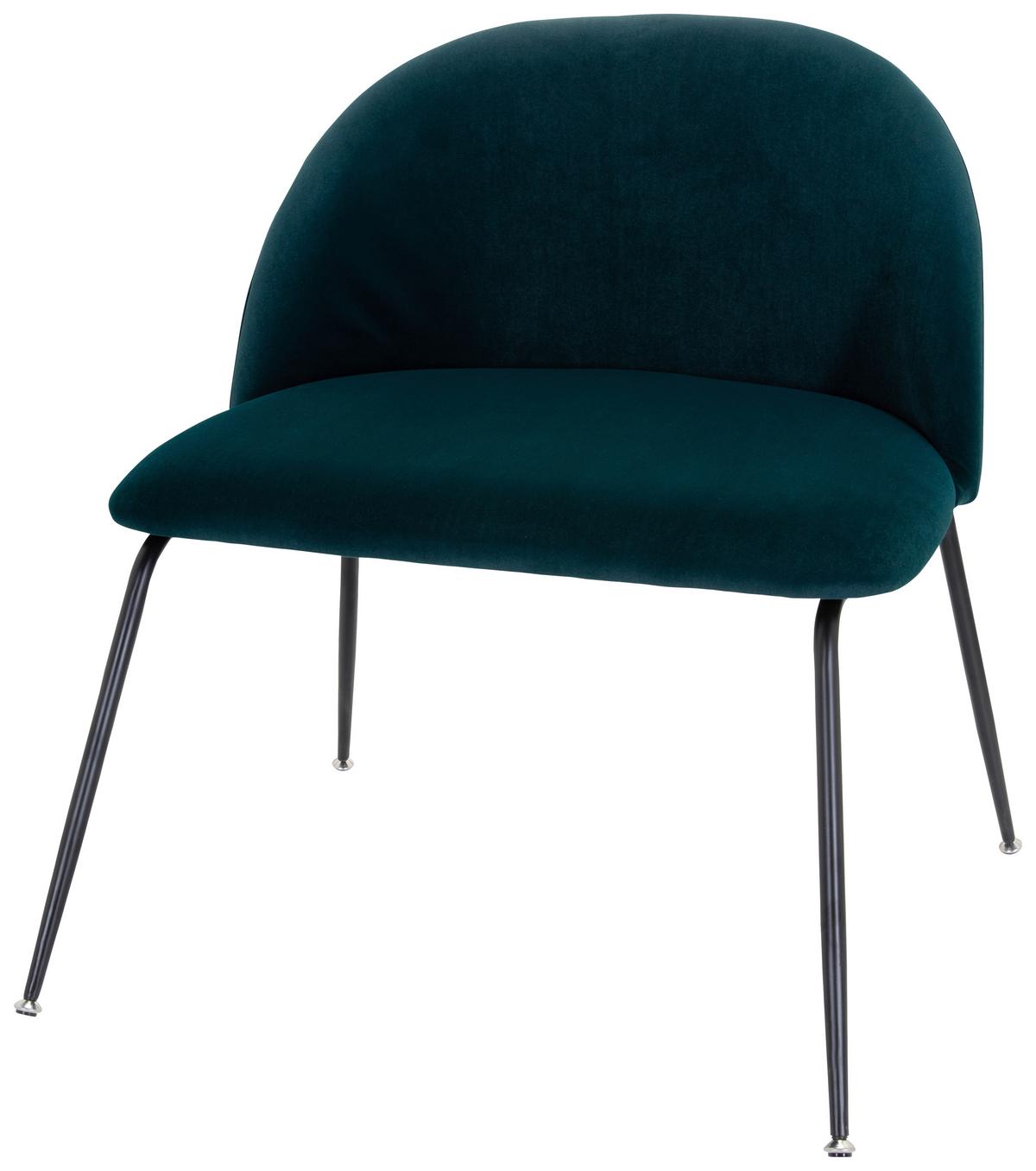 Besucherstuhl Velvo Samt Petrol Bis 120 Kg - Petrol/Schwarz, Basics, Textil/Metall (72/80/65cm) - MID.YOU