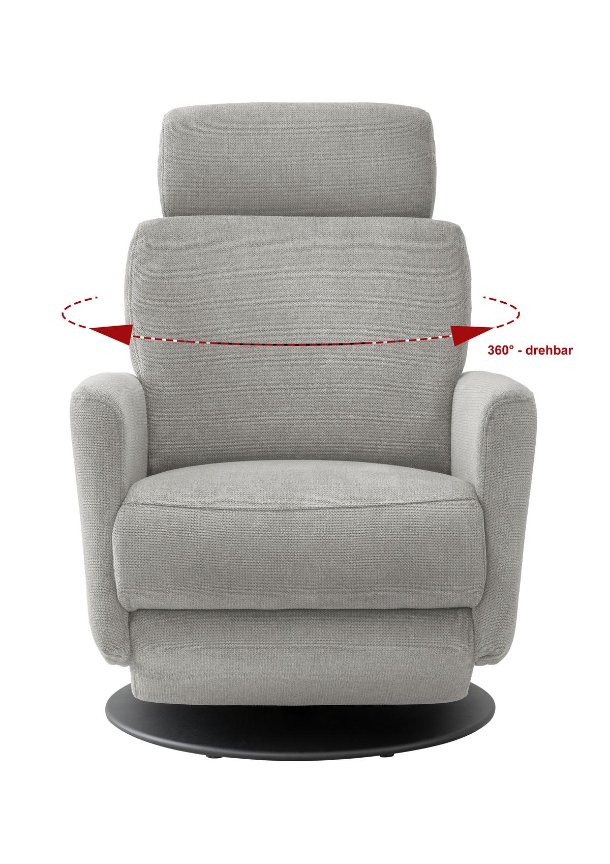 Relaxsessel Centrale T: 87-154 Cm, Silberfarben - Silberfarben/Schwarz, MODERN, Textil (77/105/87-154cm) - Livetastic