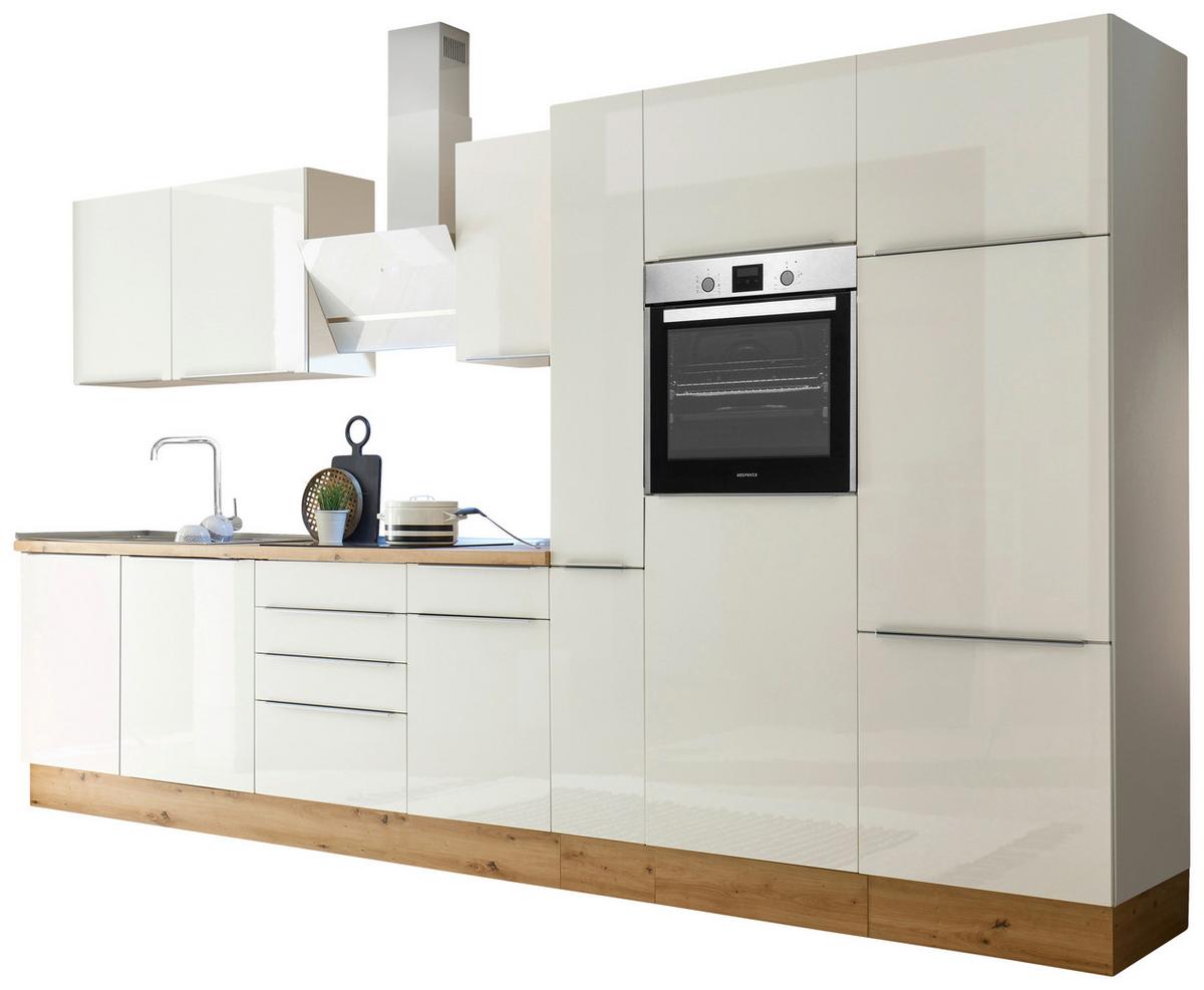 Küchenzeile Bema mit Geräten B: 370 cm Weiß, Modern - Weiß Hochglanz/Weiß, LIFESTYLE, Holzwerkstoff (370cm) - Respekta