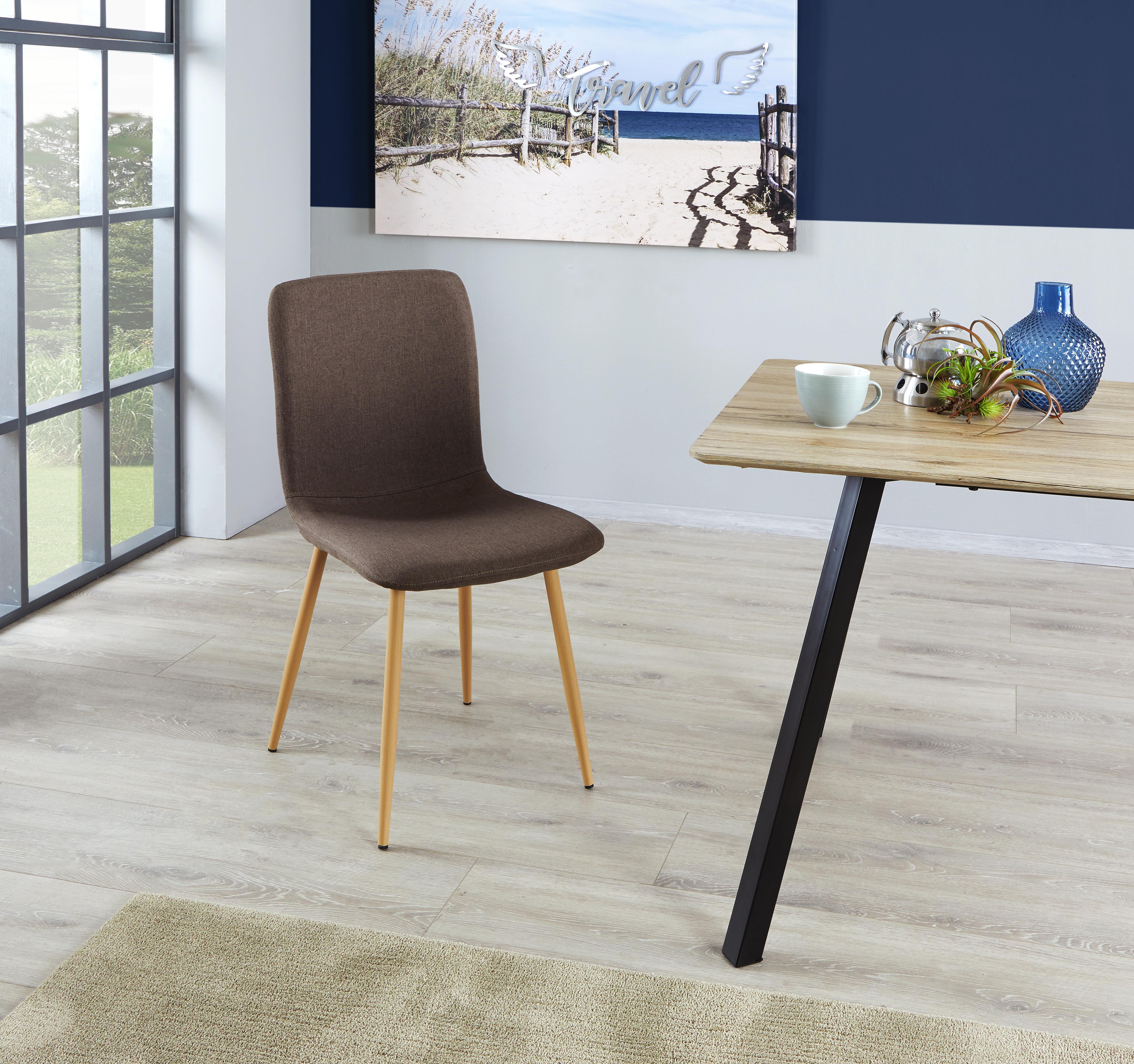 Stuhl Scargill Braun - Buchefarben/Braun, MODERN, Textil/Metall (44/87/54cm) - Ombra