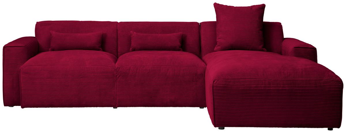 Ecksofa Pearl - Rot/Schwarz, Design, Textil (303/196cm) - Livetastic
