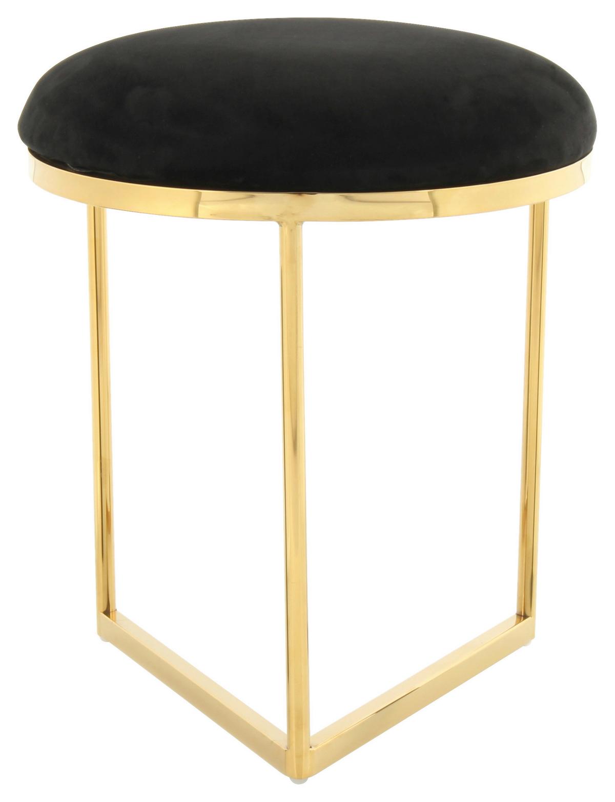 Hocker Wynona 325 Schwarz/goldfarben D: 40 Cm - Goldfarben/Schwarz, Design, Textil (40/49cm) - Kayoom