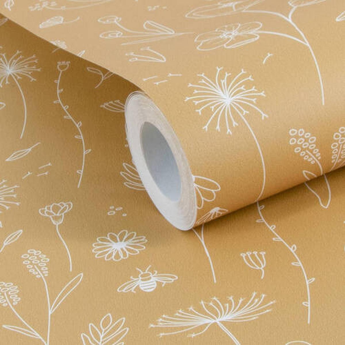 Vliestapete Wild Flowers Gelb - Gelb, Basics, Papier/Kunststoff (52/1005cm)