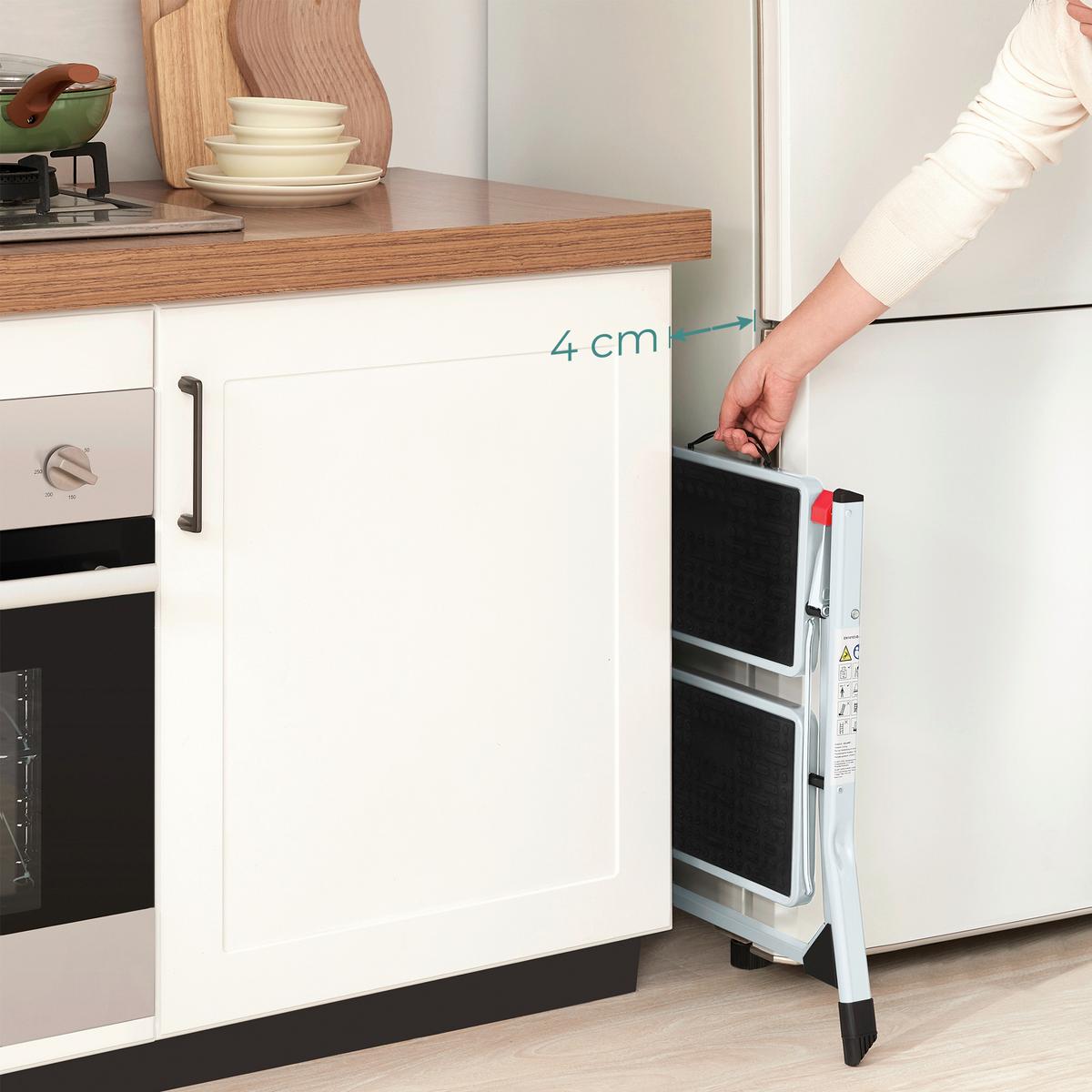 Klapptrittleiter Schwarz/Weiß B: 50 cm - Schwarz/Weiß, Basics, Metall (50/44,5/47cm)