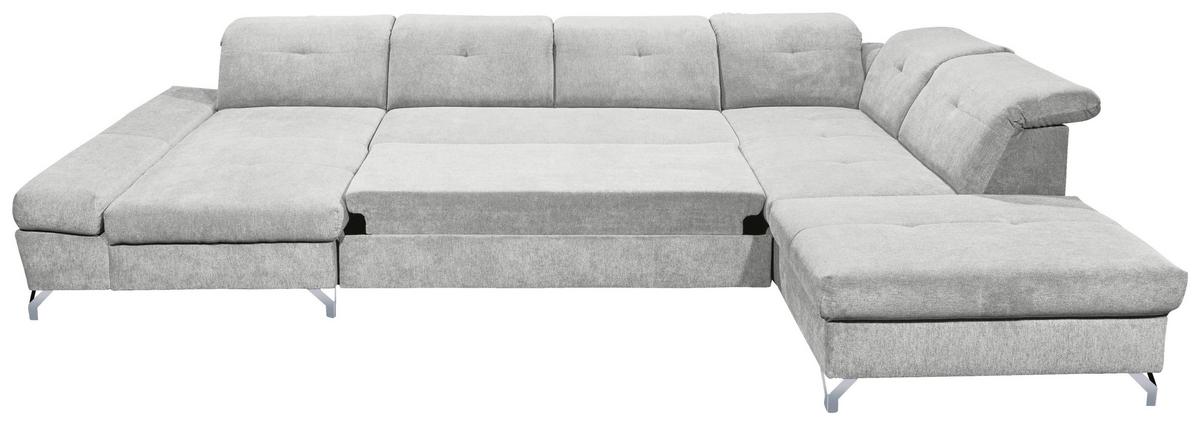 Ecksofa Melfi Hellgrau U: 168 Cm - Silberfarben/Hellgrau, MODERN, Textil (168/350/245cm) - MID.YOU