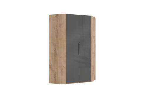 Eckschrank 120cm Level, Grau/eiche Dekor - Eichefarben/Grau, MODERN, Glas/Holzwerkstoff (120/216/120cm) - MID.YOU