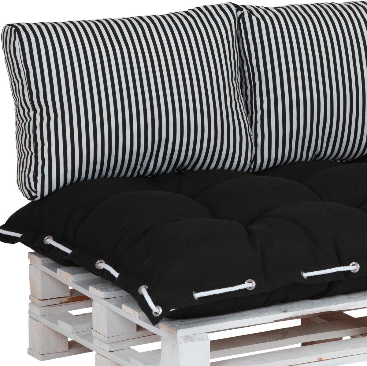 Palettenkissen 3er-Set Lounge 120x80 / 60x40 cm Schwarz/Weiß - MODERN, Textil