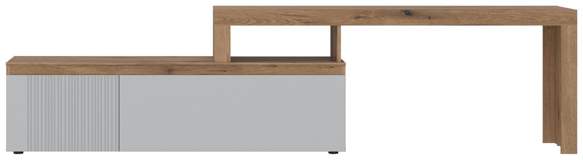 Tv-elem Manilla - világosszürke/tölgyfa, Trend, faalapú anyag (160-254/64,2/40cm)