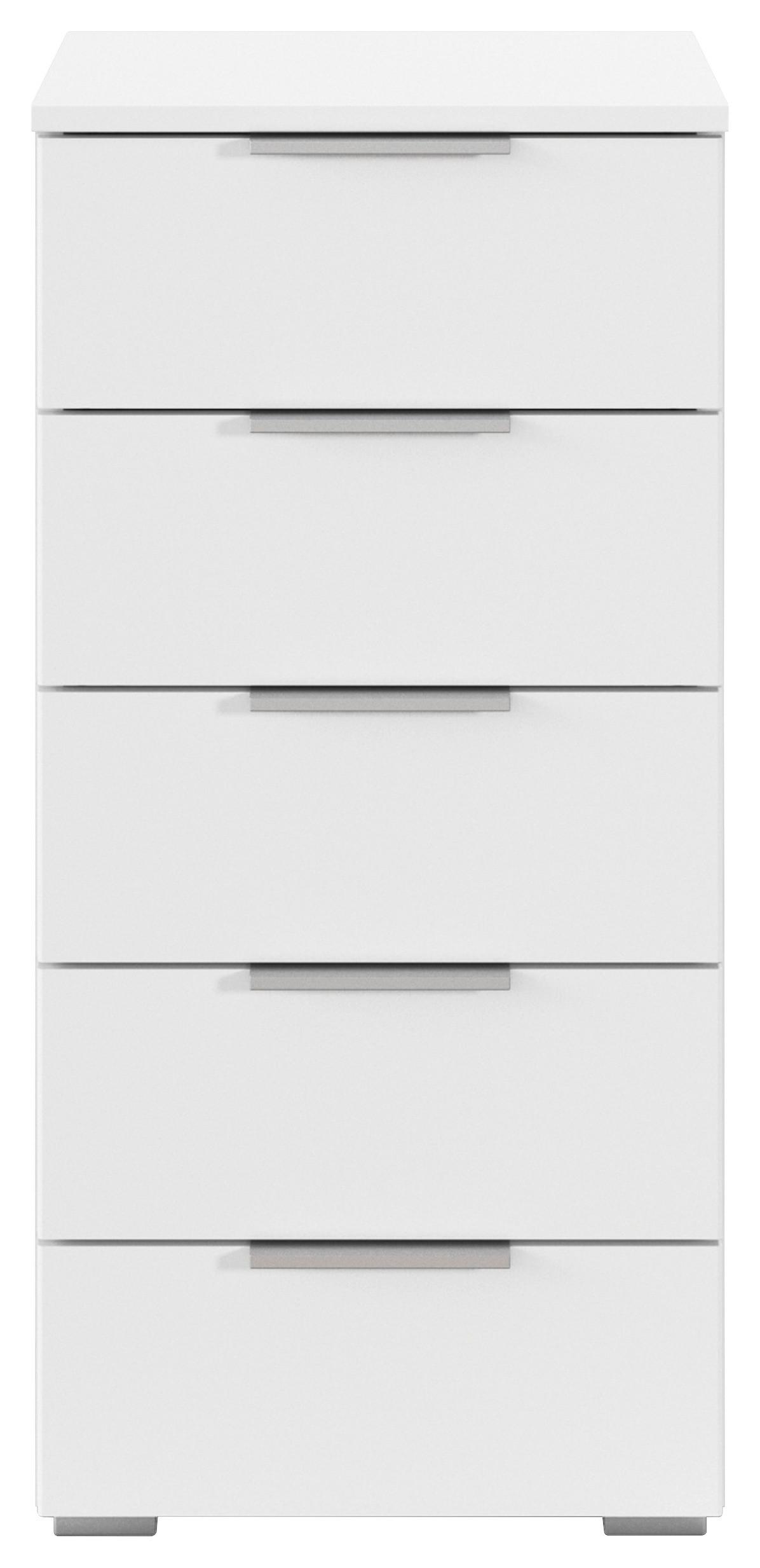 Nachtkästchen Mars 5l Weiß B: 84 cm - Alufarben/Weiß, Basics, Holzwerkstoff (40/84/40cm)