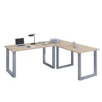 Eckschreibtisch Lona Silberfarben/eiche D. L:190cm - Silberfarben/Sonoma Eiche, Design, Holzwerkstoff/Metall (190/190/76cm) - MID.YOU