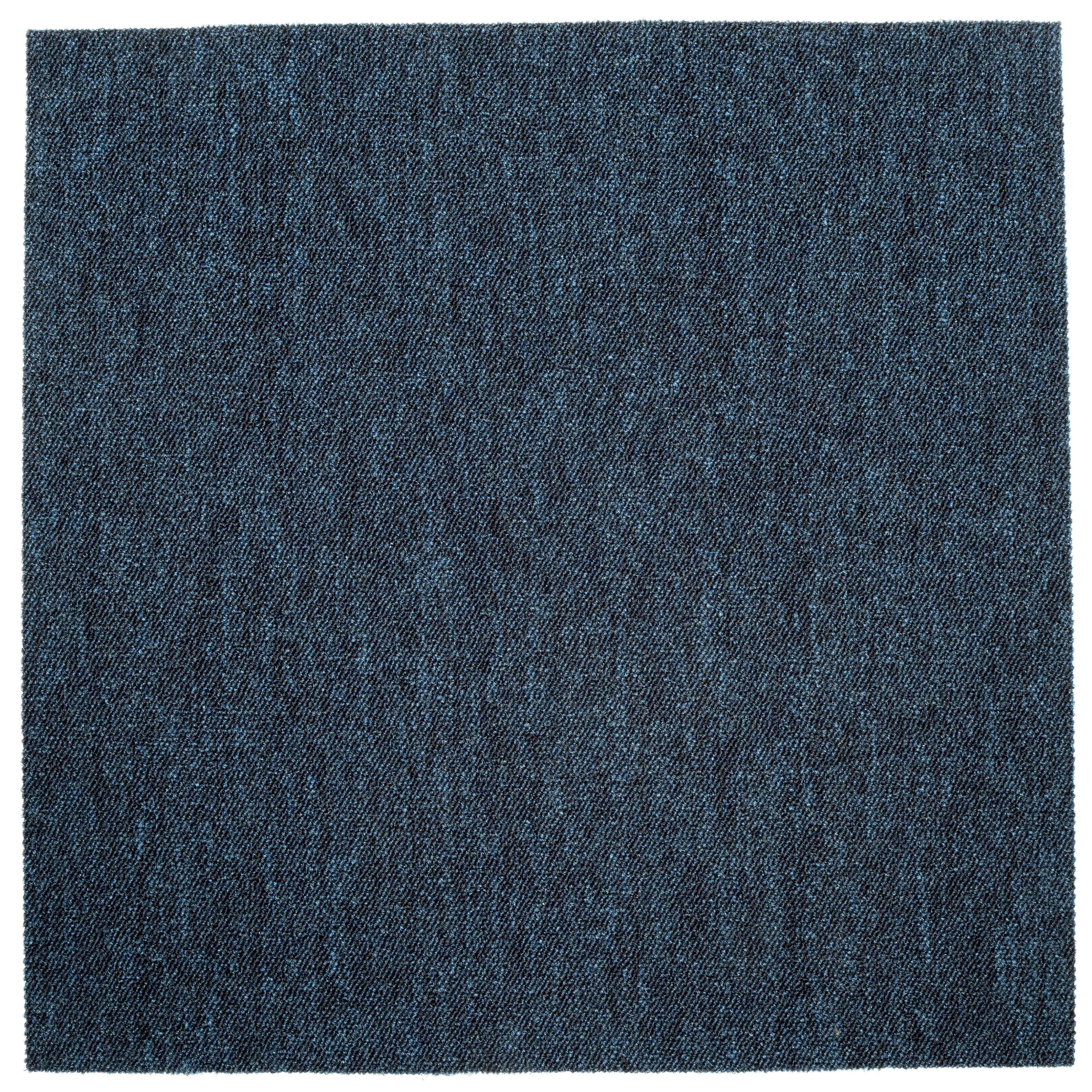 Teppichfliese Dunkelblau Sparkle 50x50cm Florhöhe 3,5mm - Dunkelblau, Basics, Textil (50/50cm)