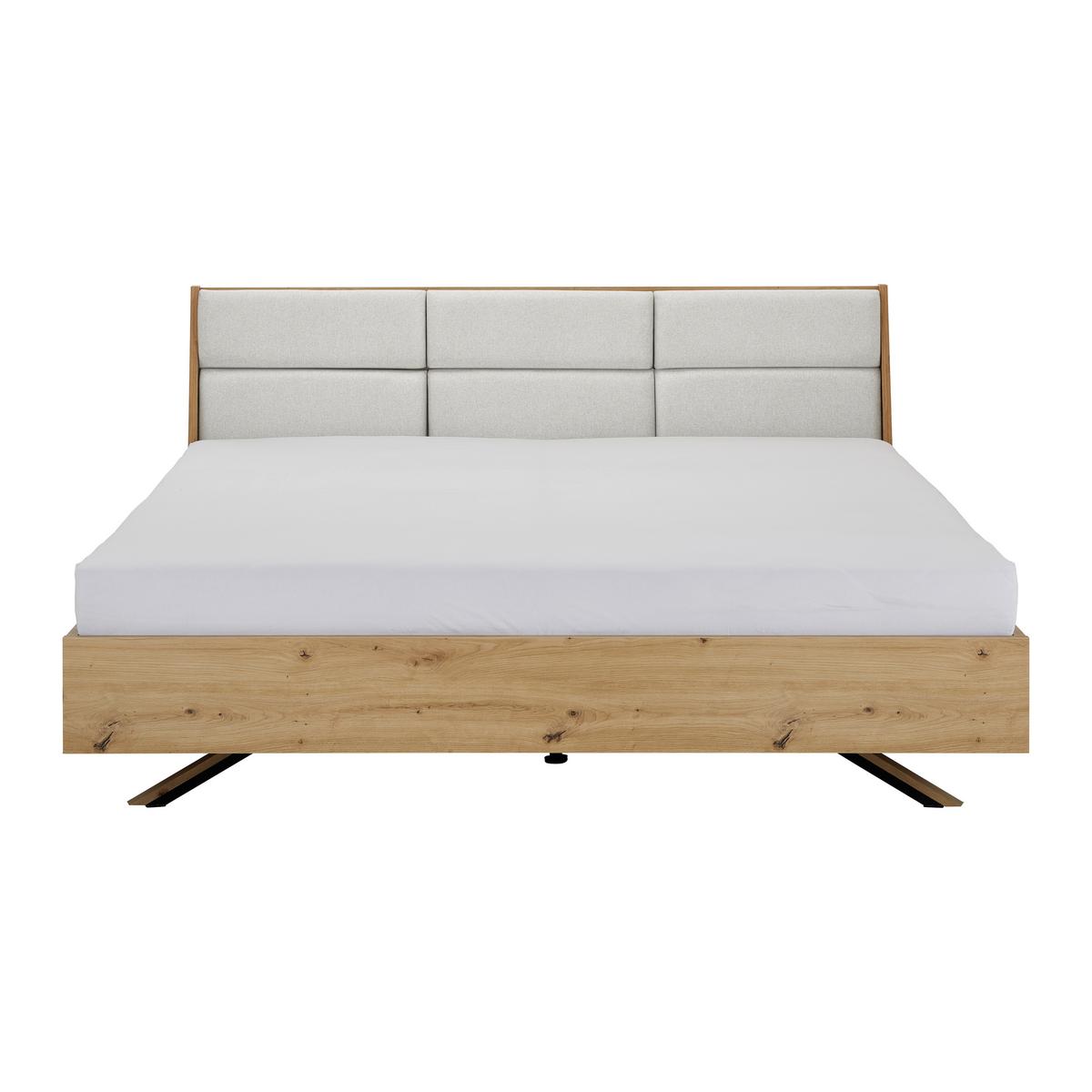 Manželská posteľ Dormio, šampanská/dekor dub 180x200 - čierna/šampanská, Modern, kov/drevo (180/200cm) - Bessagi Home
