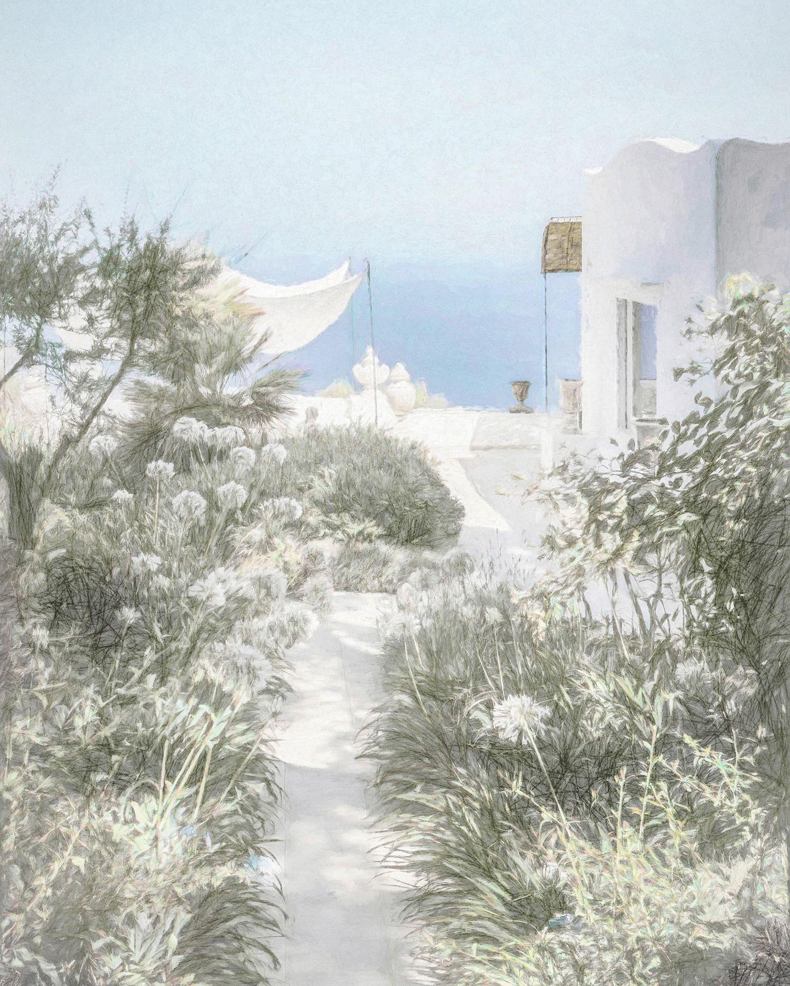 Vliestapete Côte D’azur - Blau/Weiß, Basics (200/250cm) - Komar