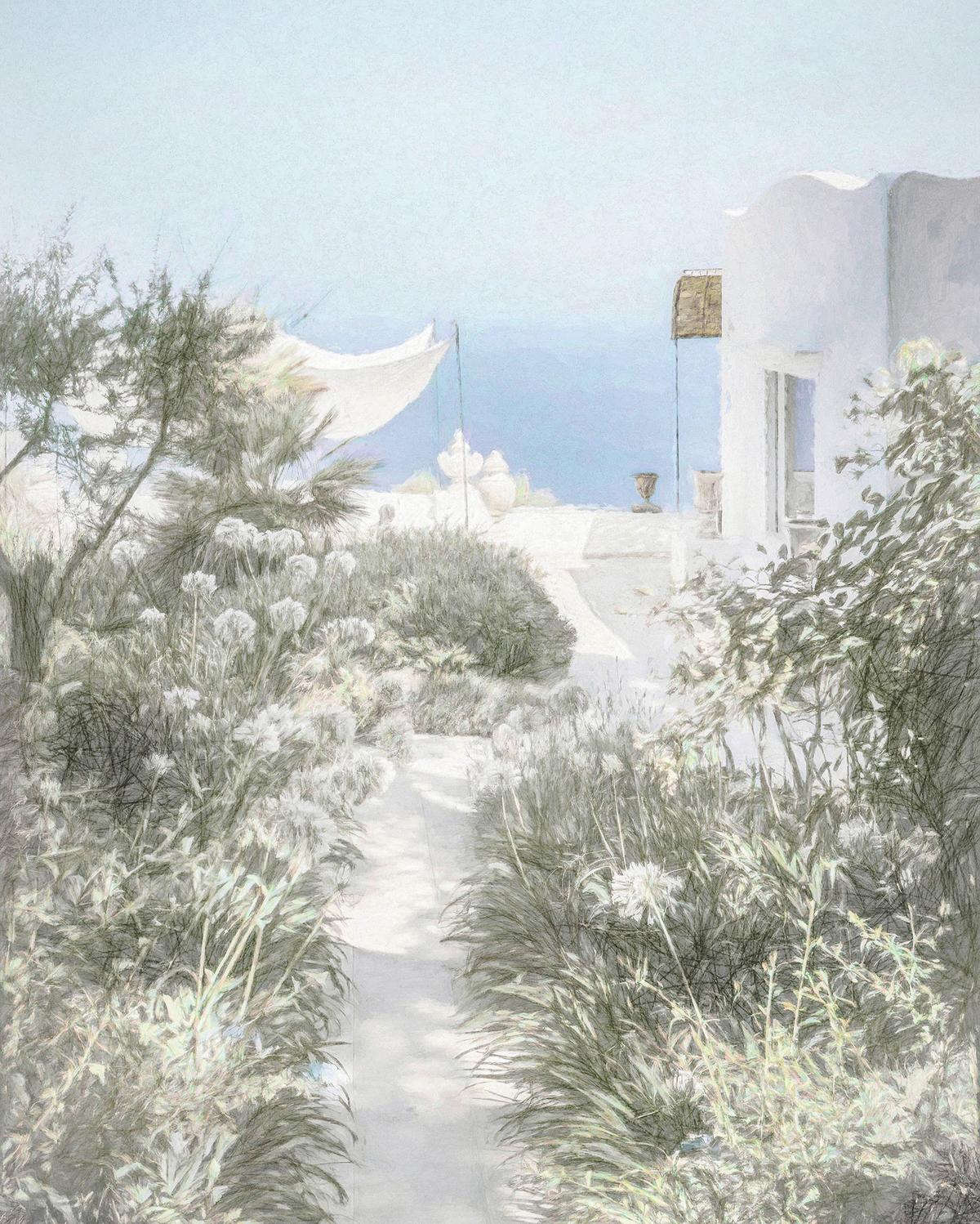 Vliestapete Côte D’azur - Blau/Weiß, Basics (200/250cm) - Komar