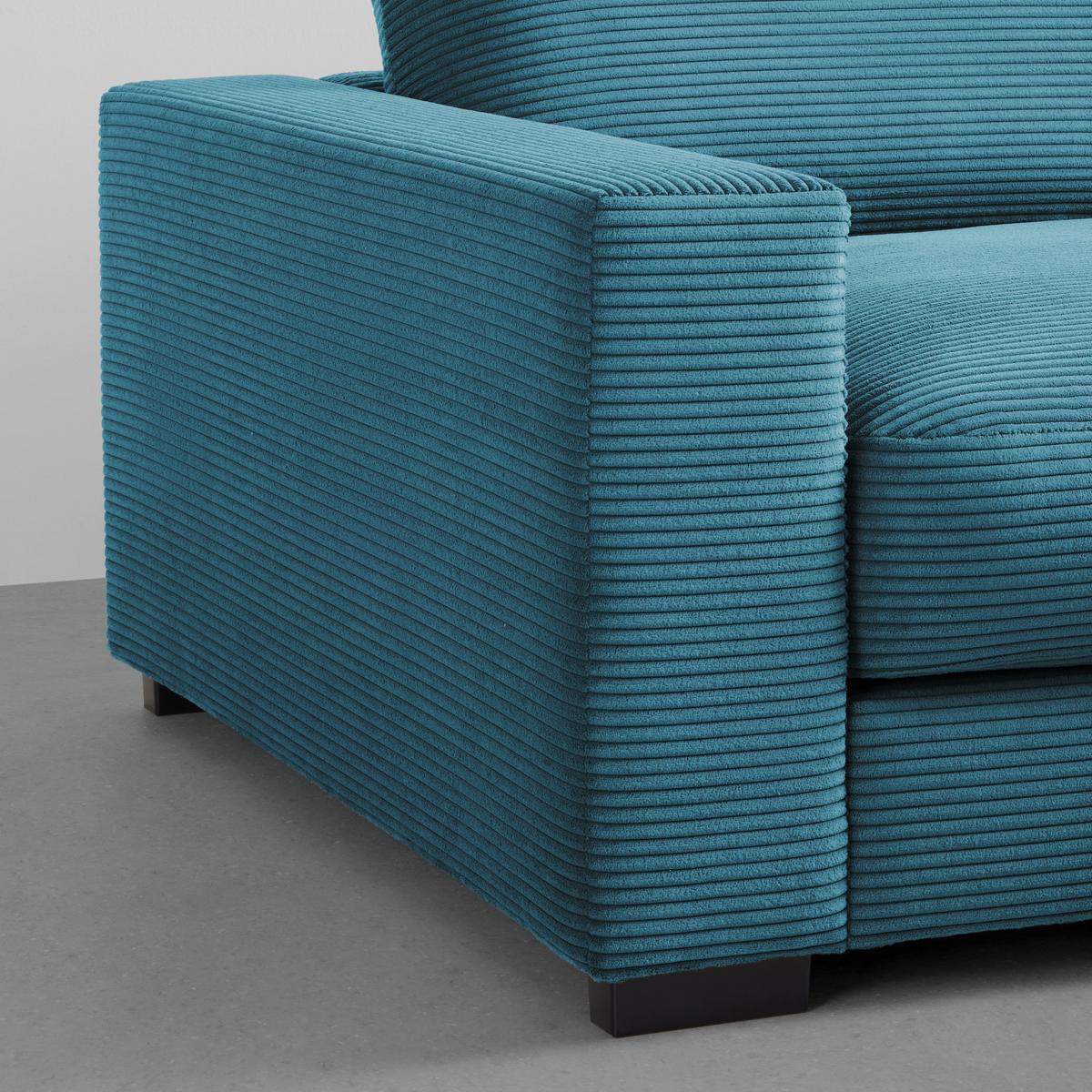 Rohová sedačka PEDRO, pravá, petrolejový manšestr - petrolej, Moderní, textil (265/83/180cm) - Mömax