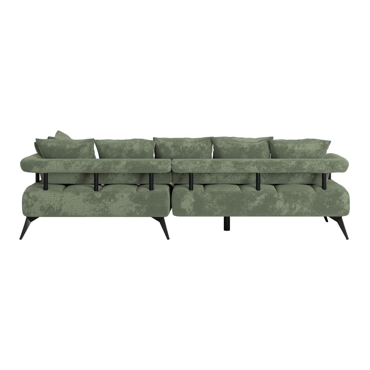 Rohová sedačka VANESSA NEW nutná š. dveří 90 cm, pravá - černá/mátově zelená, Moderní, kov/textil (297/200cm)