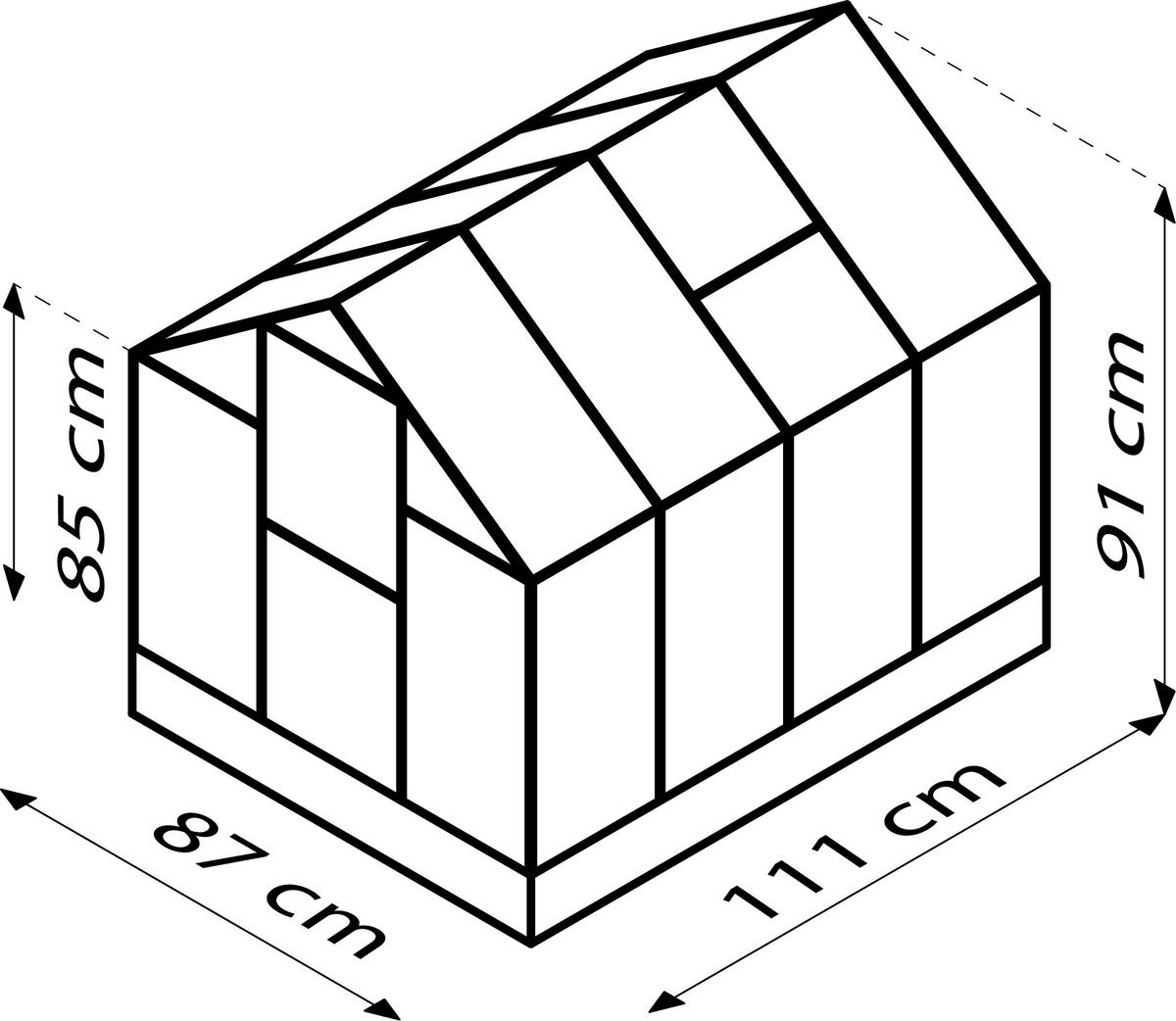 Mini-Gewächshaus Merlin Schwarz Metall H: 106,5 cm - Schwarz, Basics, Metall (87,2/106,5/120cm)