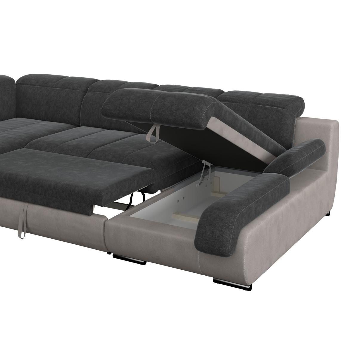 Wohnlandschaft Multi Mit Schlaffunktion Anthrazit/Grau - Chromfarben/Anthrazit, MODERN, Textil (228/345/184cm)