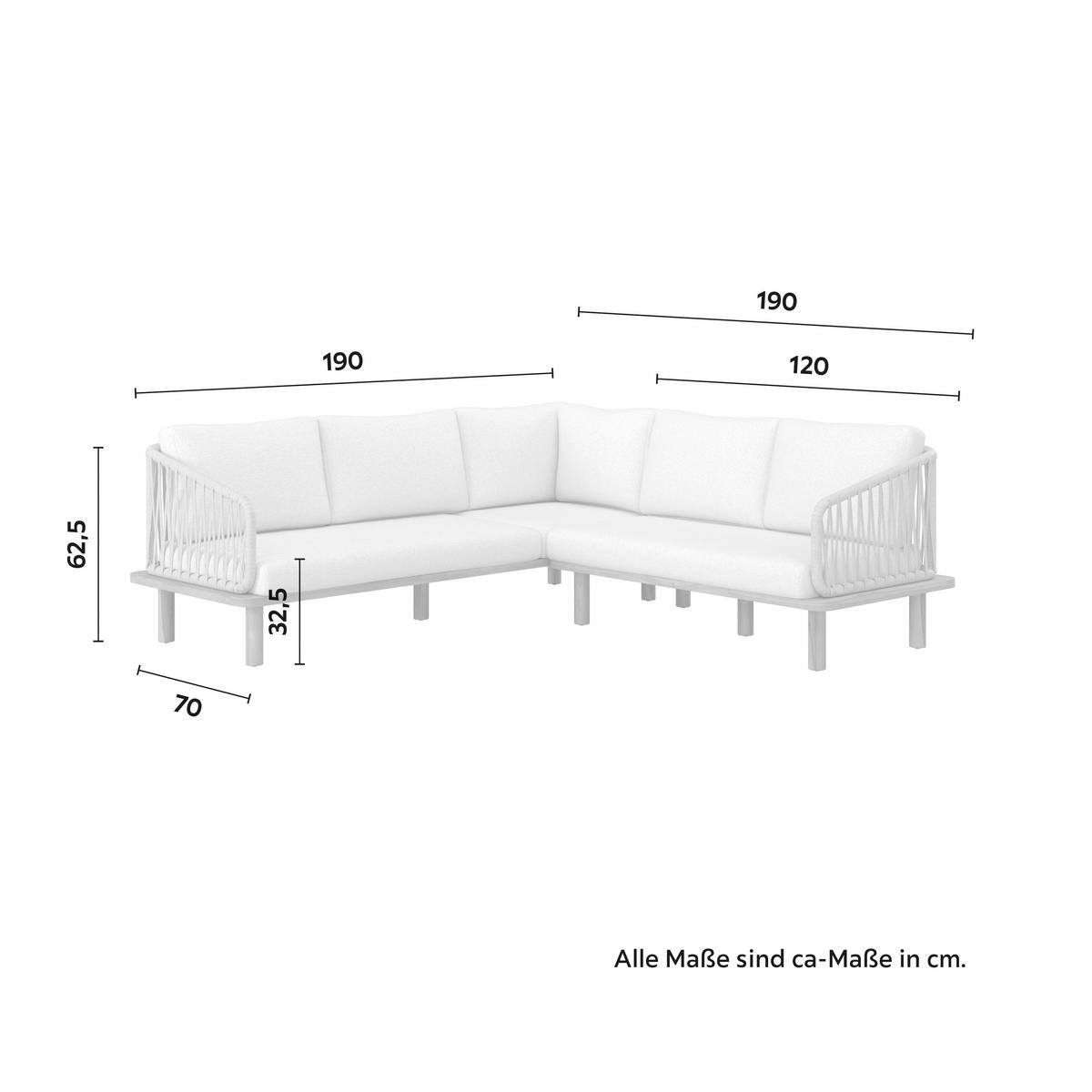 TERASOVÁ SEDACÍ SOUPRAVA MARA - barvy teak/krémová, Moderní, kov/dřevo (190/190cm) - Bessagi Garden