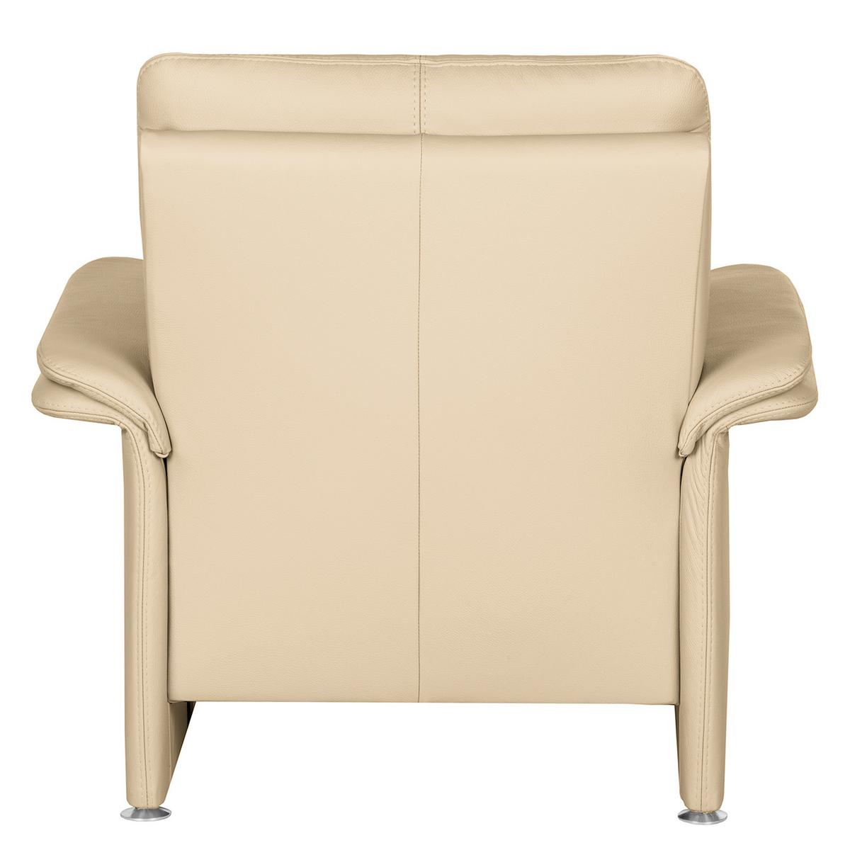 Sessel Comodo Echtleder Beige B: 93 cm - Beige/Silberfarben, Design, Leder (93/90/88cm) - Livetastic