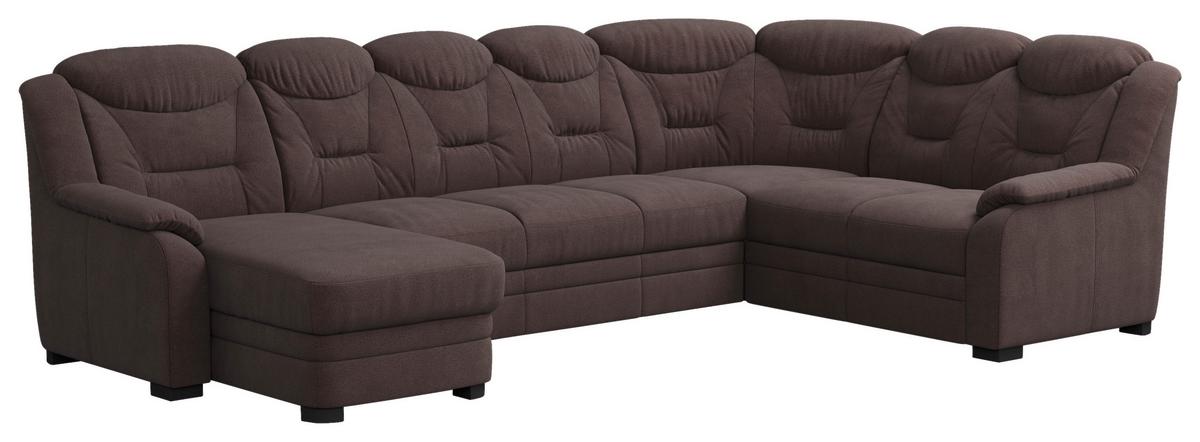 Wohnlandschaft Marcus Braun inkl. Bettkasten - Schwarz/Braun, Basics, Textil (162/330/211cm) - MID.YOU