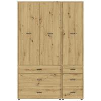 Kleiderschrank Kivo Eiche Artisan Dekor, B: 135 Cm - Eiche Artisan, Basics, Holzwerkstoff (135/239,40/52,1cm)